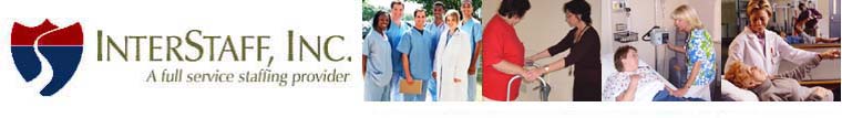 Interstaff Travelers Agency logo: traveling therapy healthcare RN nurse company travel assignments, RN, pt, therapy jobs